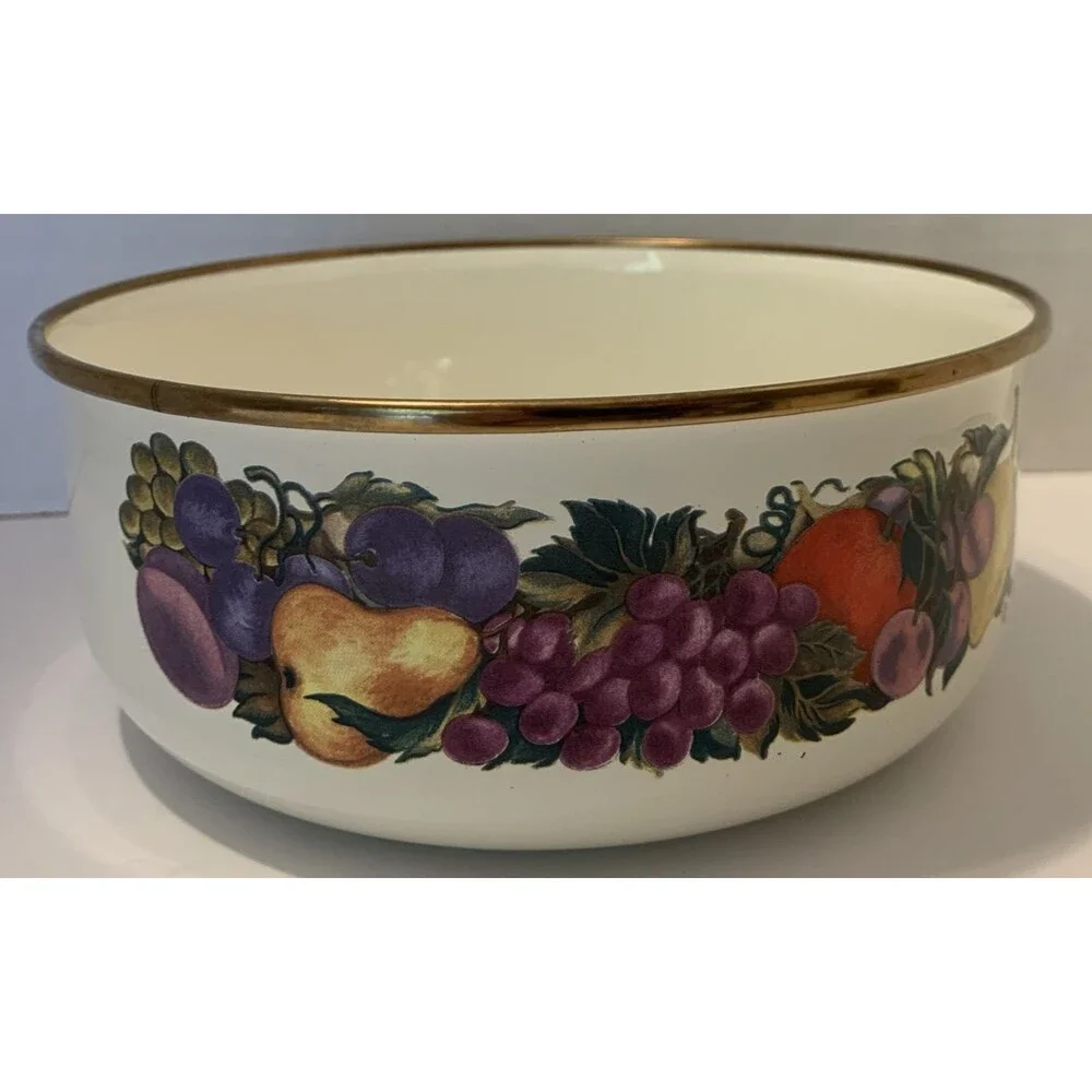 Cornucopia Enamelware Fruit Nesting Mixing Bowls Set Of 3 Enamel Metal